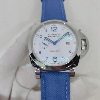 Best Quality Replica Panerai Luminor White Dial Blue nylon Strap Watch 44mm